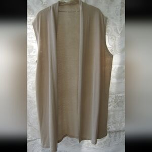 Longline Duster Vest Sleeveless Taupe L-XL Quiet‎ Luxury